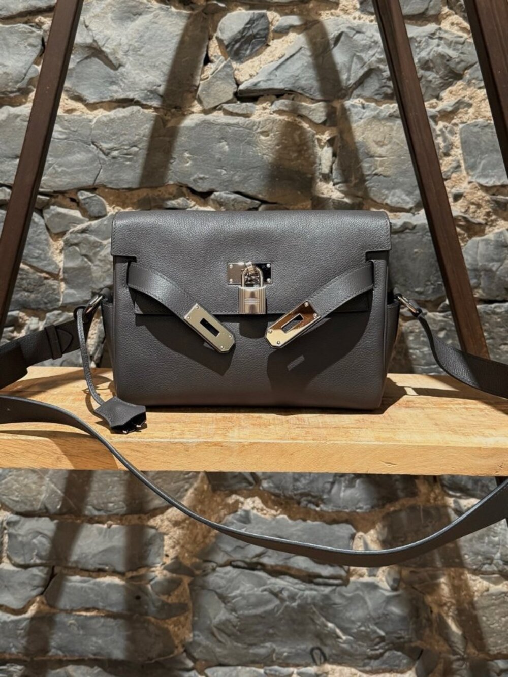 Hermès 2023 Vert de Gris Evercolor Grey Kelly Messenger PM Bag